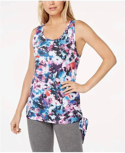 Ideology Activewear Print Side Tie Tank Top In Floral Blur In Multi