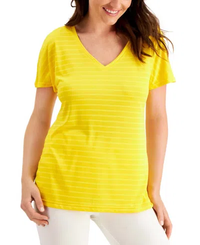 Ideology Activewear Shadow-stripe T-shirt In Bright Yellow