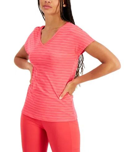Ideology Activewear Shadow-stripe T-shirt In Flamenco Pink In Red