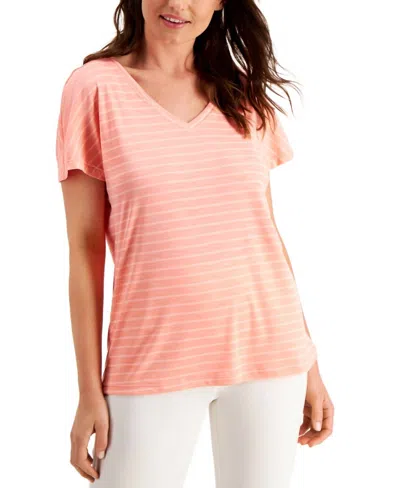 Ideology Activewear Shadow-stripe T-shirt In Peachberry In Pink