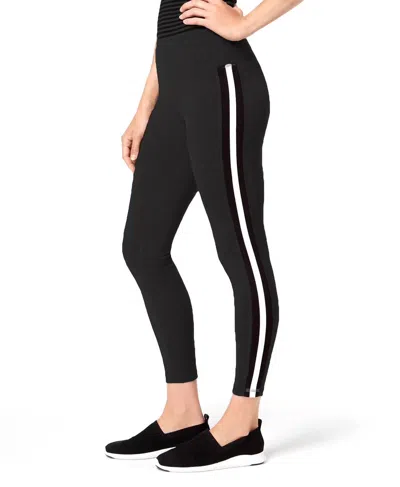 Ideology Activewear Solid Racing Stripe Crop Leggings In Classic Black