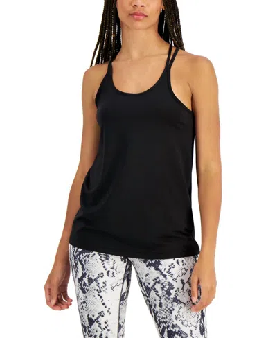 Ideology Activewear Solid Strappy Tank Top In Noir In Black