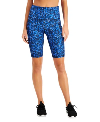 Ideology Activewear Speckled Bike Shorts In Speckle Cobalt In Brown
