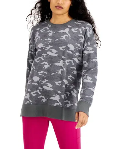 Ideology Activewear Sweatshirt In Camo Deep Black In Gray