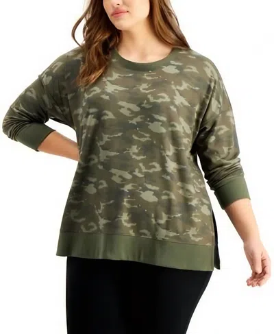 Ideology Activewear Sweatshirt In Camo Emerald In Multi