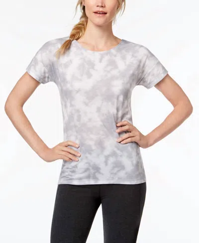 Ideology Activewear Tie Dyed Cutout Back T-shirt In Gray Wash In Pink