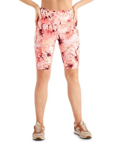 Ideology Activewear Tie-dye High-rise Bike Shorts In Dye Peachberry In Multi