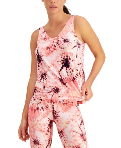 Ideology Activewear Plus Size Printed Tank Top In Dye Peachberry In Multi