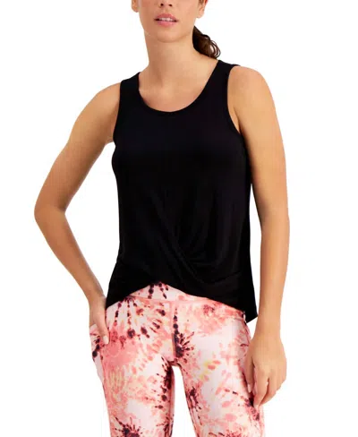 Ideology Activewear Twist-front Sleeveless Top In Deep Black