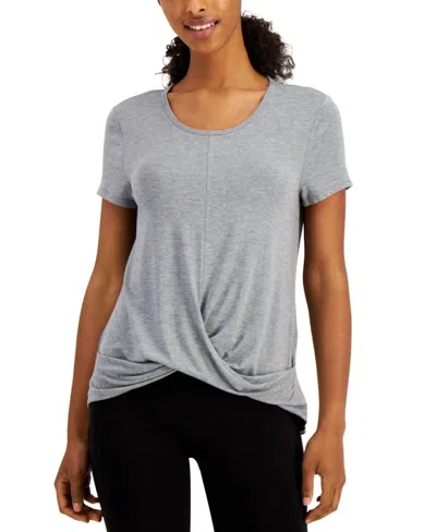 Ideology Activewear Twist-front Top In Gray
