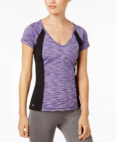 Ideology Activewear V Neck Contrast Trim T-shirt In Purple Sd Ace Dye In Multi