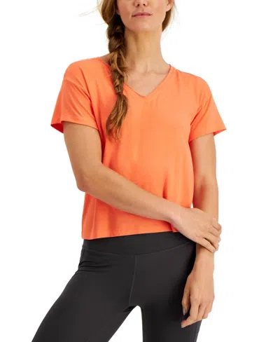 Ideology Activewear V-neck T-shirt In Guava Flow In Orange