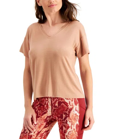 Ideology Activewear V-neck T-shirt In Terracotta Clay In Neutral