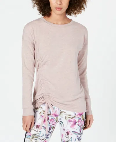Ideology Asymmetrical Ruched Top In Shimmer Pink In Neutral