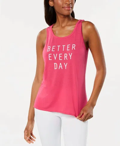Ideology Better Every Day Printed Keyhole Back Tank Top In Watermelon Pop In Transparent