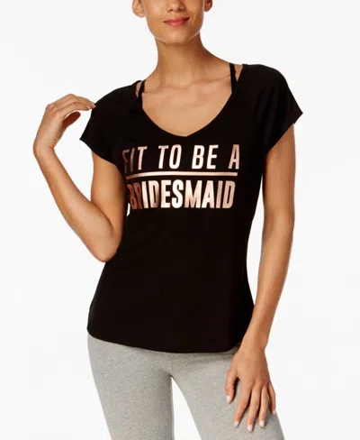Ideology Bridesmaid Fitness Yoga Slogan T-shirt In Noir In Black
