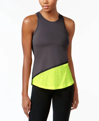 Ideology Colorblocked Tank Top In Deep Charcoal In Multi