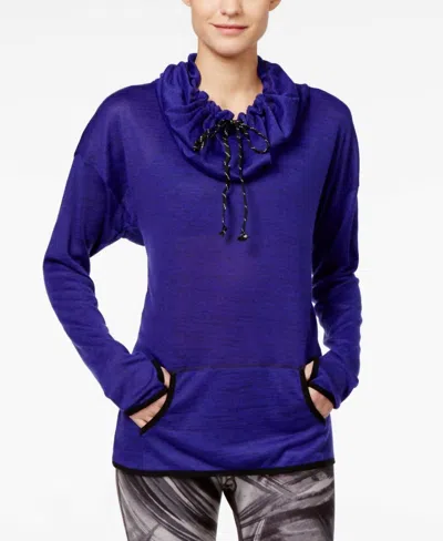 Ideology Cowl Neck Top In Blzing Purple Melange In Blue