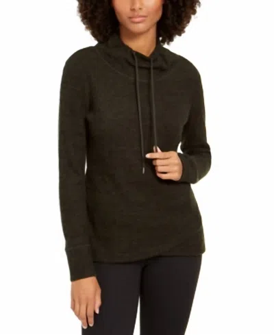 Ideology Cowl Neck Tulip Hem Top In Deep Olive Heather In Brown