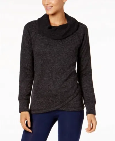 Ideology Cowl-neck Cross-over Hem Pullover Top In Noir In Black