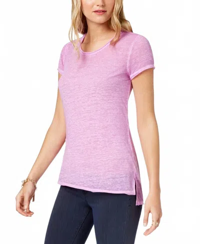 Ideology Crew Neck High Low T-shirt In Orchid Pop In Pink