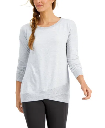 Ideology Crossover-hem Top In Gray Whisper Heather In Blue