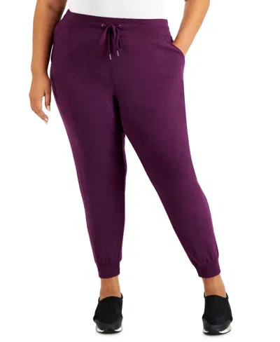 Ideology Drawstring Knit Joggers - Plus In Winter Bloom In Purple