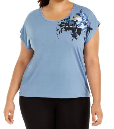 Ideology Floral Graphic Do It With Love T-shirt - Plus In Infinity In Blue