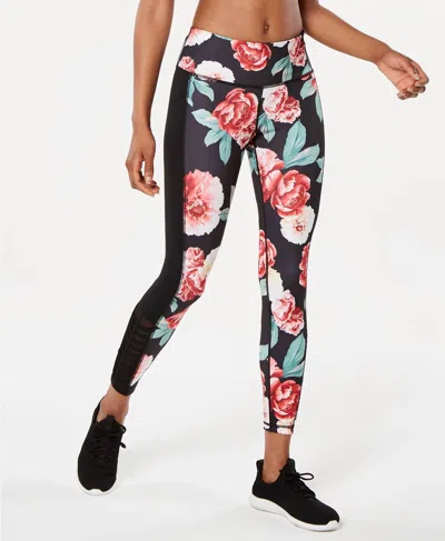 Ideology Floral Print Ankle Leggings In Sweet Carnation In Black