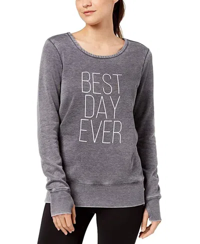 Ideology Graphic Strappy-back Sweatshirt In Deep Charcoal In Gray