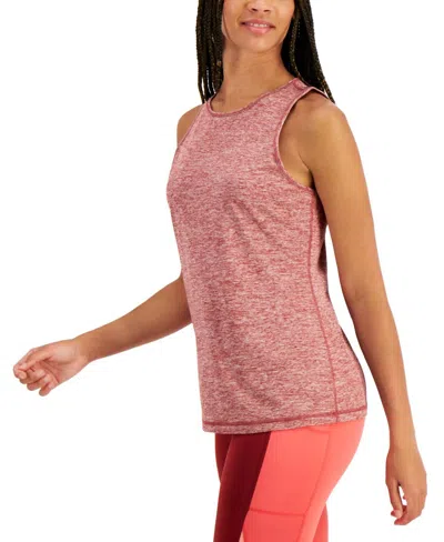 Ideology Heathered Keyhole-back Tank Top In Fruity Red Pear In Pink
