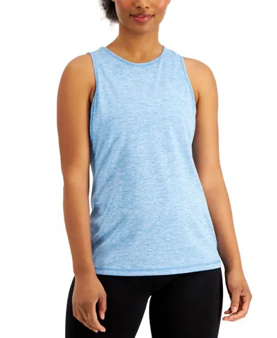 Ideology Heathered Keyhole-back Tank Top In Victorian Blue In Multi