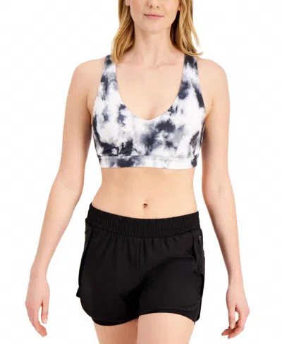 Ideology Intimate Tie-dyed Low Impact Sports Bra In Mid Gray Storm