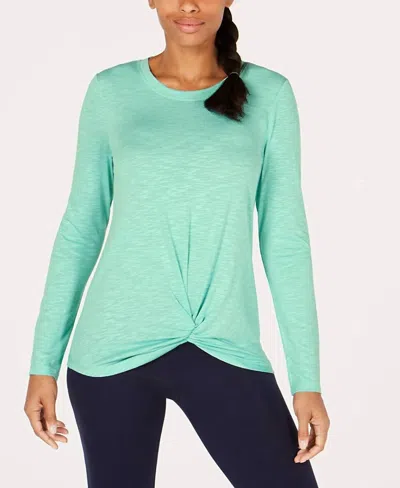 Ideology Knot Front Top In Mint Powder In Green