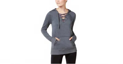 Ideology Lace Up Hoodie In Whisper Heather In Gray