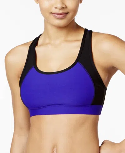 Ideology Ladder Back Mid Impact Sports Bra In Blazing Purple In Blue
