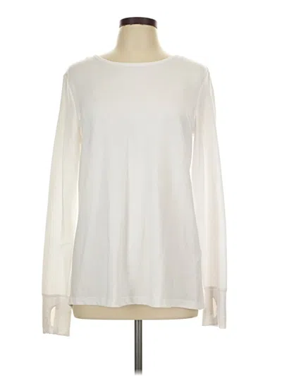 Pre-owned Ideology Long Sleeve Top Ivory Crew Neck Tops In White