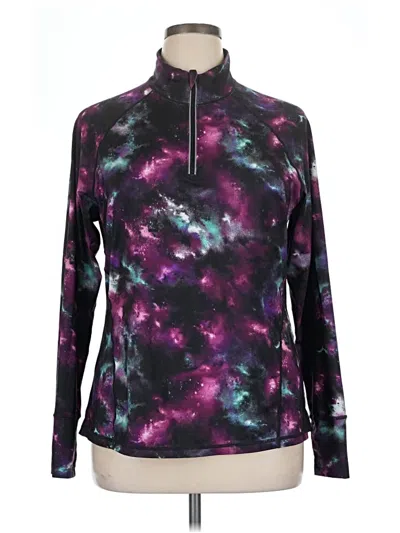Pre-owned Ideology Long Sleeve Top Purple Mock Neckline Tops