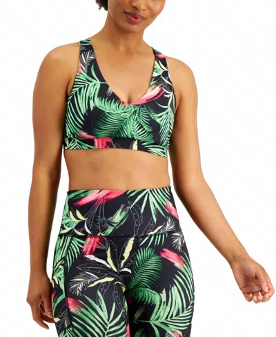 Ideology Activewear Spiral Strappy Back Low Impact Sports Bra In Black In Multi