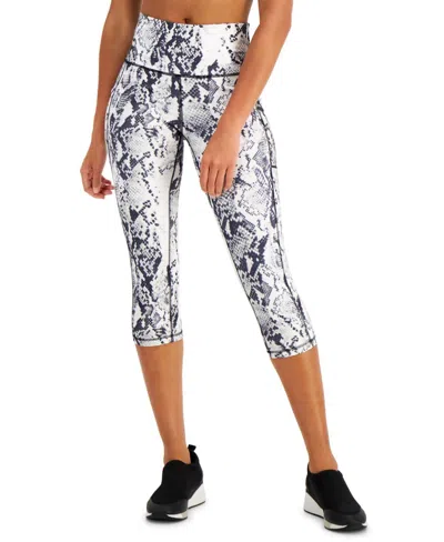 Ideology Print Embossed Cropped Leggings In Snake White In Multi