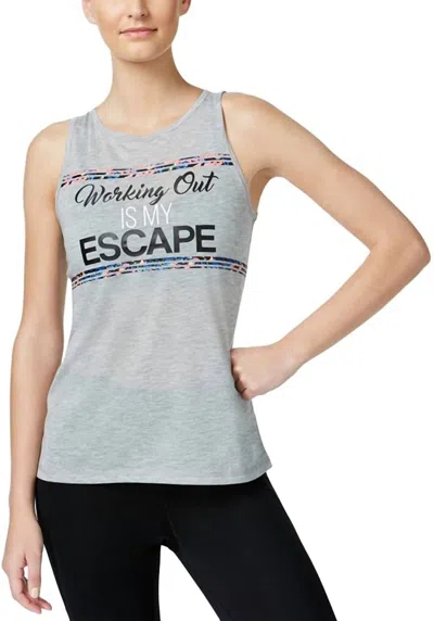 Ideology Printed Back Graphic Tank Top In Heather Gray