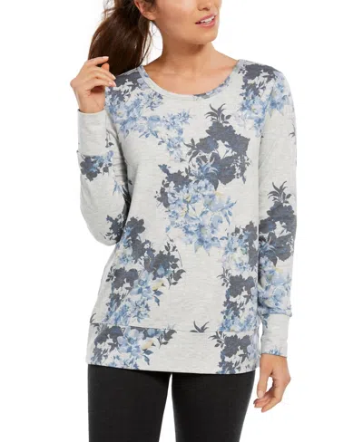 Ideology Printed Lattice Back Top In Vintage Botanic Heather In Gray