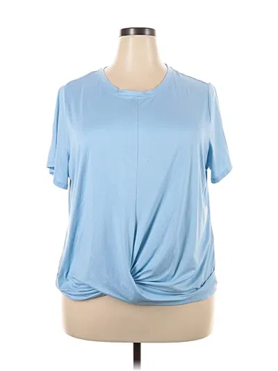 Pre-owned Ideology Short Sleeve Top Blue Keyhole Neckline Tops