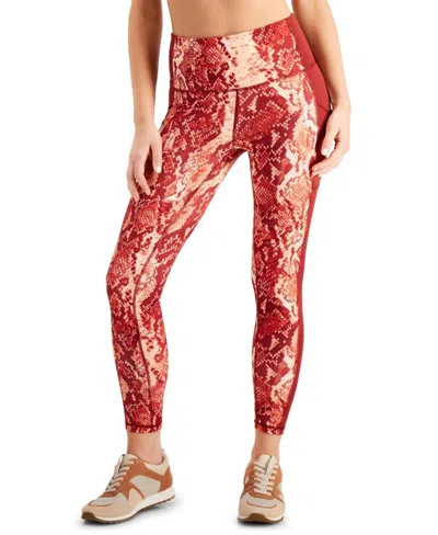 Ideology Activewear Snakeskin-print 7/8 Leggings In Red Pear Snake