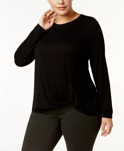 Ideology Soft Knotted Long Sleeves Top - Plus In Noir In Black