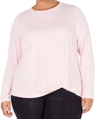 Ideology Soft Knotted Long Sleeves Top - Plus In Rose Shadow In Pink