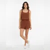Ideology Solid Sleeveless Romper In Chestnut In Brown