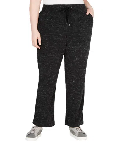 Ideology Space Dyed Wide Leg Pants - Plus In Deep Black In Gray