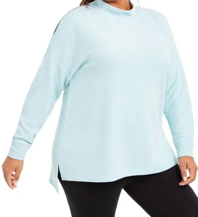 Ideology Split Shoulder Mock Neck Top - Plus In Green Mist In Red
