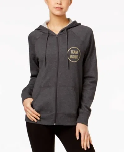 Ideology Team Bride Full Zip Hoodie In Charcoal Heather In Gray